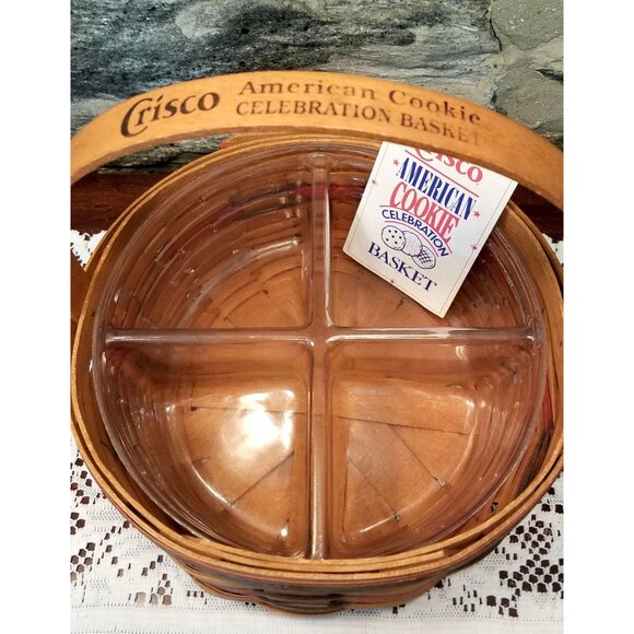 VTG Longaberger American Crisco Cookie Celebration Basket Comb Divided Liner 11" - Picture 2 of 7